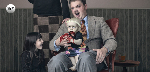 Семейное фото с малышом-зомби